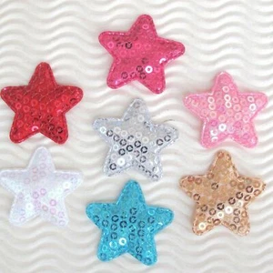 (60 - 70 pc) x 1.5" Padded Sequined Felt Star Appliques for Christmas Bow ST642 - Picture 1 of 12