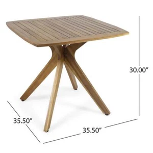 Noble House Outdoor Dining Table 30" H X 35.5" W Stamford Teak Brown Square Wood - Picture 1 of 6