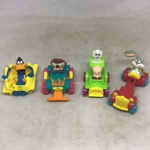 (Lot Of 4) Vintage 1993 McDonald’s Happy Meal Looney Tunes Quack Up Chase Cars - Picture 1 of 5