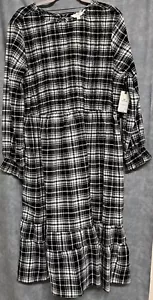Nuevo vestido maxi talla 2X Terra & Sky escalonado negro a cuadros corpiño ajustado - Imagen 1 de 6