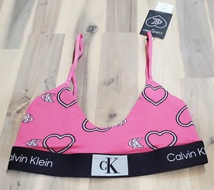 Women's Calvin Klein 1996 V-Day Cotton Stretch Unlined Bralette - Pink - Picture 1 of 3