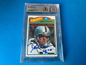 Tarjeta Topps firmada automática Beckett BAS losa de Dave Casper Raiders HOF 1977 Topps - Imagen 1 de 2
