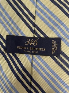 Corbata de seda Brooks Brothers hecha en EE. UU. amarilla verde con rayas azules - Imagen 1 de 8