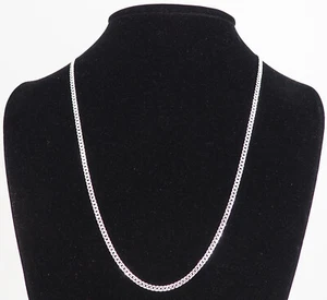 Solid 925 Sterling Silver Curb Chain Necklace 3mm, 24” Italy NEW - Picture 1 of 6