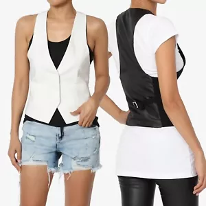 TheMogan Mujeres S~3X Elegante Informal Esmoquin Clásico Chaleco Completamente Forrado Traje Chaleco - Imagen 1 de 20