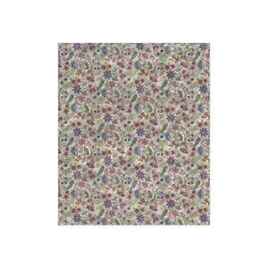 Floral Paisley Jacobean Vintage Print Design Crushed Velvet Blanket - Picture 1 of 6