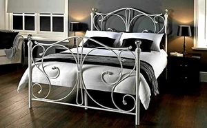 Metal Bed Frame 4ft, 4ft6 Luxury Double Bed - Black or White - Solid & Sturdy - Picture 1 of 14