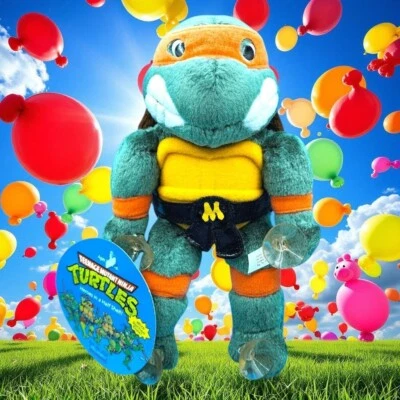 Teenage Mutant Ninja Turtles Michelangelo 1989 Plush Suction Cups 9in Orig Tags - Image 1 of 4