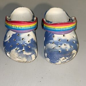 Crocs Toddler Shoes Size C4 Toddler Clouds & Sky W/Rainbow Strap