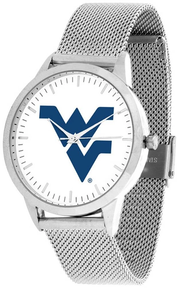 Reloj pulsera West Virginia Mountaineers de malla plateada Foto 1 de 4
