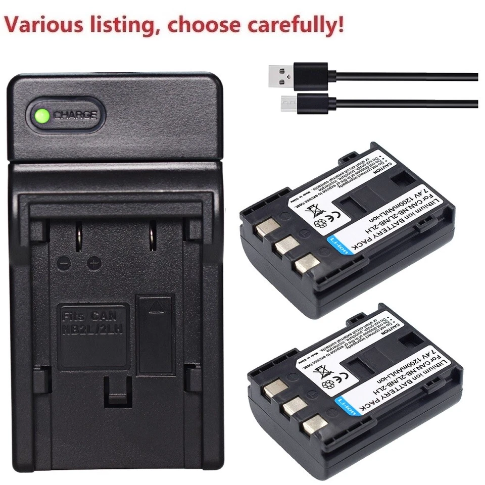 Battery or Charger For Canon NB2L NB-2LH BP-2LH BP-2L12 BP-2L14 BP-2L24H E160814 - Image 1 of 4