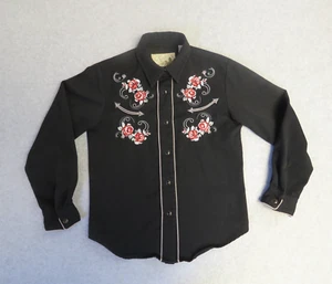 Vtg Roper Western Shirt Girls M (7/8) Rodeo Embroidery Smile Pocket Pearl Snaps - Picture 1 of 11