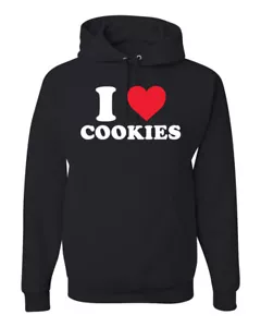 I Love Cookies Food Unisex Graphic Hooded Sweatshirt - Picture 1 of 17