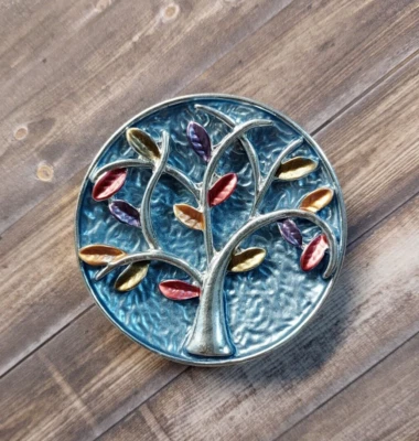 Broche MAGNÉTICO - Colorido Árbol Hojas de Otoño Plata. Árbol de la Vida, broche sin alfiler Foto 1 de 4