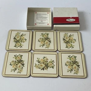 Vintage Pimpernel “English Rose” Floral Drinks Tea Coffee Coasters X 6 Boxed - Picture 1 of 24