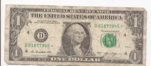 * Serie 2013. Cleveland, OH 1 $ Dollar ***Stern*** Schein. Serial # D01877945* - Bild 1 von 4