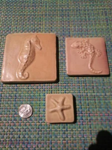 Decorative Tiles= 3 Terrapin Sealife Tiles 4" 3" 1 3/4" - Picture 1 of 6