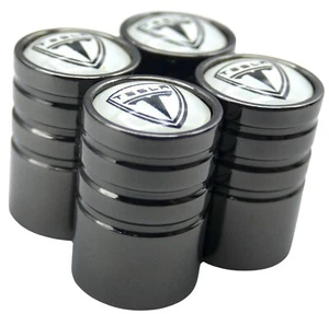 4x Tesla Tire Valve Stem Caps For Car, Truck Universal Fitting (White / Black) - Picture 1 of 9