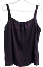 Venezia purple crinkle embroidered women's stretch sleeveless plus top 26/28
