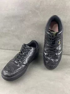 Vintage Lugz Mens Size 9.5 Birdman SE Low Perma Hide Fashion Sneakers Black/Gold - Picture 1 of 11