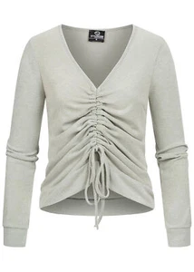Suéter de mujer violeta cuello en V suave tacto suéter con cordones verde N20086384 - Imagen 1 de 2