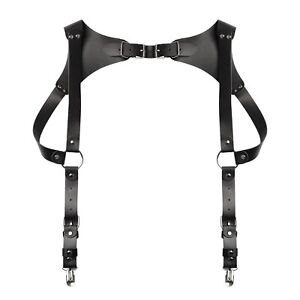 Mens Suspenders Sexy Chest Harness Clip Or Hooks Shoulder Strap Stylish Casual