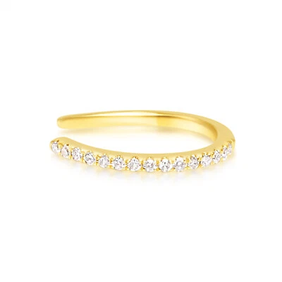 Bracelete de orelha de ouro amarelo sólido 14k genuíno diamante natural sem necessidade de piercing - Imagem 1 de 4