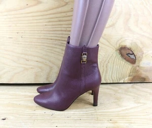 Kurt Geiger Boots Womens 6.5. Red Burgundy Leather Shoreditch Ankle 3" Jeweled - Picture 1 of 9