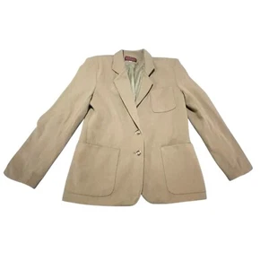 Vintage Harrington Square Blazer Womens 10 Camel Tan Wool Blend Pockets Taiwan - Picture 1 of 15
