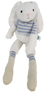 Manhattan Toy White Rabbit Baby Bunny Plush Stuffed Animal Striped Knit Socks - Picture 1 of 11