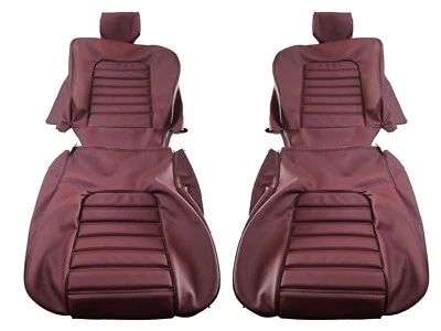 Fits: Alfa Romeo Spider 1971-94 Style 1 Burgundy LEATHER Seat Covers - Image 1 of 3