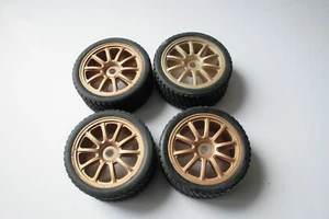 Bycmo Deagostini 1/10 Subaru 10-Spoke Gold Wheels & Tyres (10mm Hex Fitment) - Picture 1 of 3