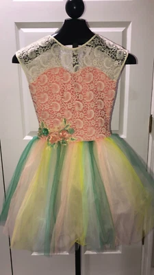 Costume Womens Small 4-6 ballerina tutu dress curtain call lace flowers fancy - Image 1 of 4