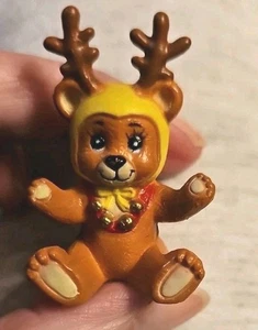 Vintage Christmas Yellow Reindeer Cub Bear Figurine Bells - Picture 1 of 8
