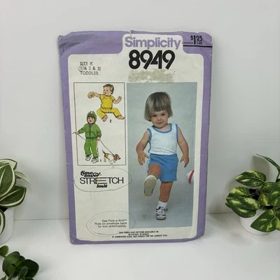 Hoodie Top Pants Shorts Boys Size 1 Pattern 8949 12 Mo Vintage 70s CUT - Image 1 of 2