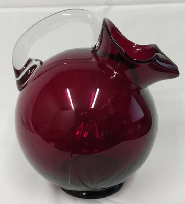 Cambridge CARMEN Ruby Red Elegant 3400/38 Glass Tilted 80 Oz Jug BALL PITCHER - Image 1 of 3