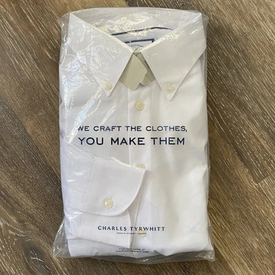 Charles Tyrwhitt Classic Fit Shirt White Button Down 17/35" Clean Preppy - Image 1 of 4