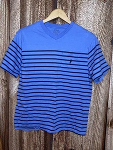 POLO Ralph Lauren Blue Striped One Pocket V-Neck T-Shirt Youth Size XL (18-20) - Picture 1 of 4