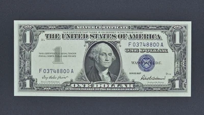 1957 US $1 Silver Cert, FR#1619,  SGUNC-68 EPQ, S# F03748800A (3rd of 3 consec) - Image 1 of 2