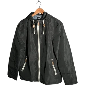 Brave Soul Jacket Men's Size L Black Hooded Full Zip Lightweight Windbreaker - Picture 1 of 14