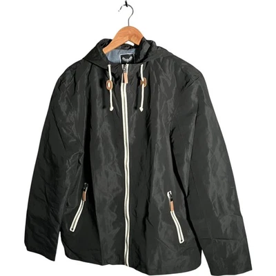 Brave Soul Jacket Men's Size L Black Hooded Full Zip Lightweight Windbreaker - Image 1 of 4