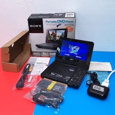 Sony Portable DVD/CD Player DVP-FX730 7" screen remote 3+ hr battery See Video! - Image 1 of 4