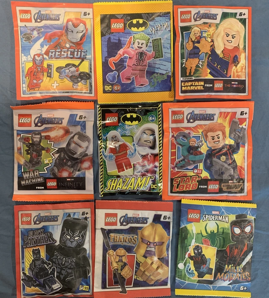 LEGO Super Heroes Minifigure Paper Bag Foil Pack Lot Of 9 Set Sealed! - Image 1 of 1