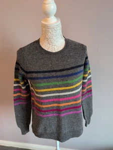Women's Woolovers Grey Striped 100% Lambswool Jumper Size S Good Condition - Picture 1 of 4