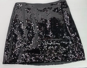 Falda J Crew para mujer bordada con lentejuelas texturizada con cremallera línea A negra talla 8 nueva con etiquetas - Imagen 1 de 9