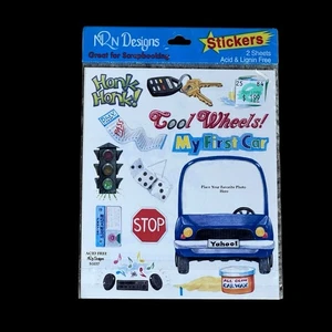 NRN Designs My First Car Sticker Set Scrapbooking Acid Free 2 Sheets Sealed Pkg - Picture 1 of 5