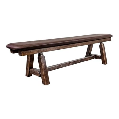 Montana Woodworks Homestead 6ft Wood Plank Style Bench with Upholstery in Brown - Image 1 of 4