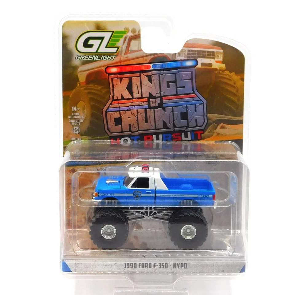 1990 Ford F-350 NYPD Kings of Crunch Hot Pursuit Special Edition 1:64 Diecast - Image 1 of 1