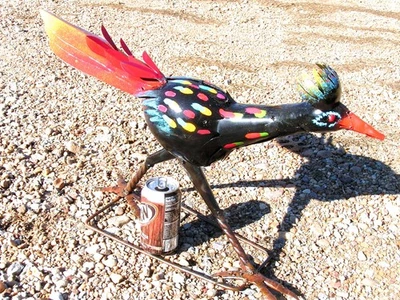 Large Metal Art Roadrunner Bird Hand painted and Distressed Junk Iron - Image 1 of 4