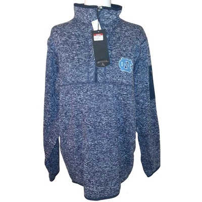 Новый мужской пуловер Antigua NCAA North Carolina на дегтярных каблуках вересковый синий 1/4 на молнии L - Изображение 1 из 4